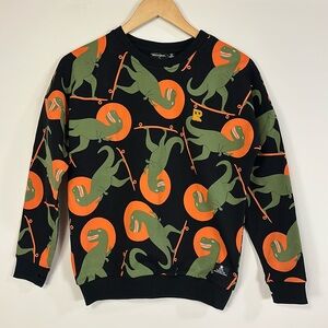 NWT Rock Your Kid Black Green Dinosaur skateboarding Boys crewneck sweatshirt 12